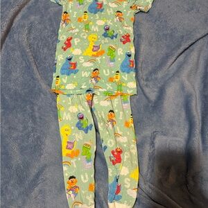 Sesame Street Kids Pajama Set - Light Blue with Characters